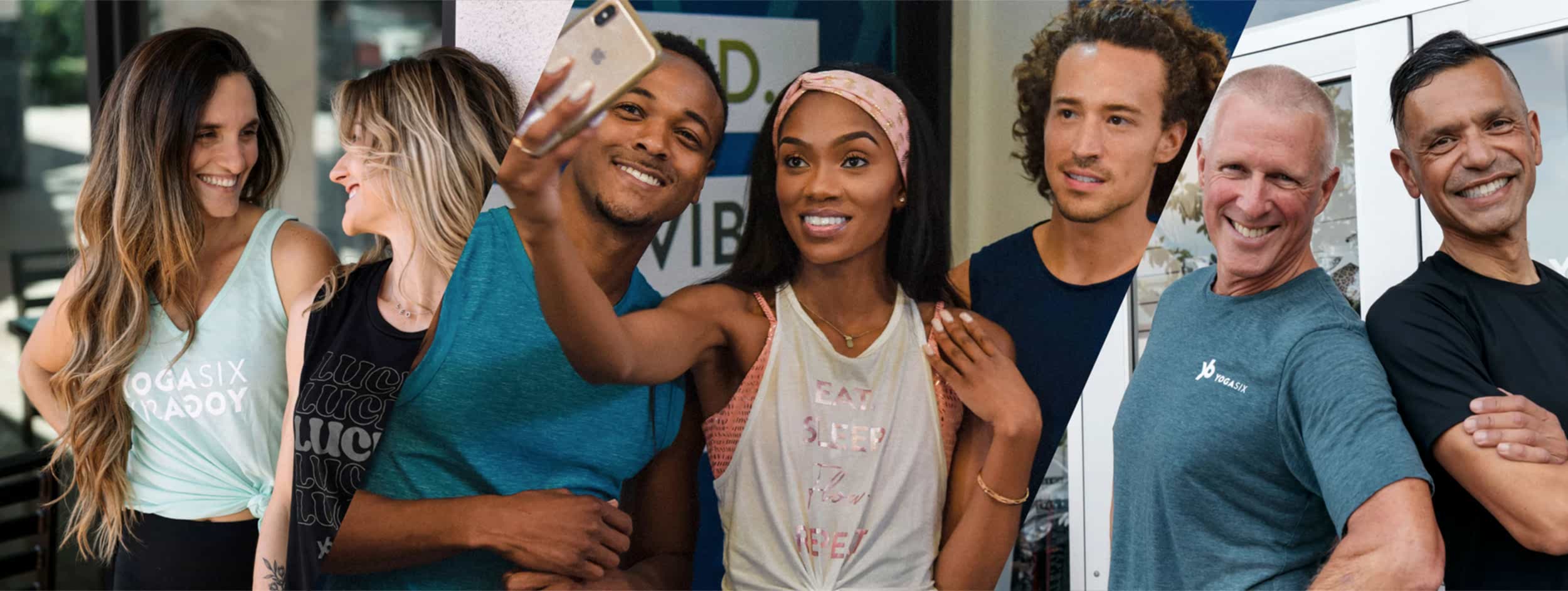 People happy at YogaSix